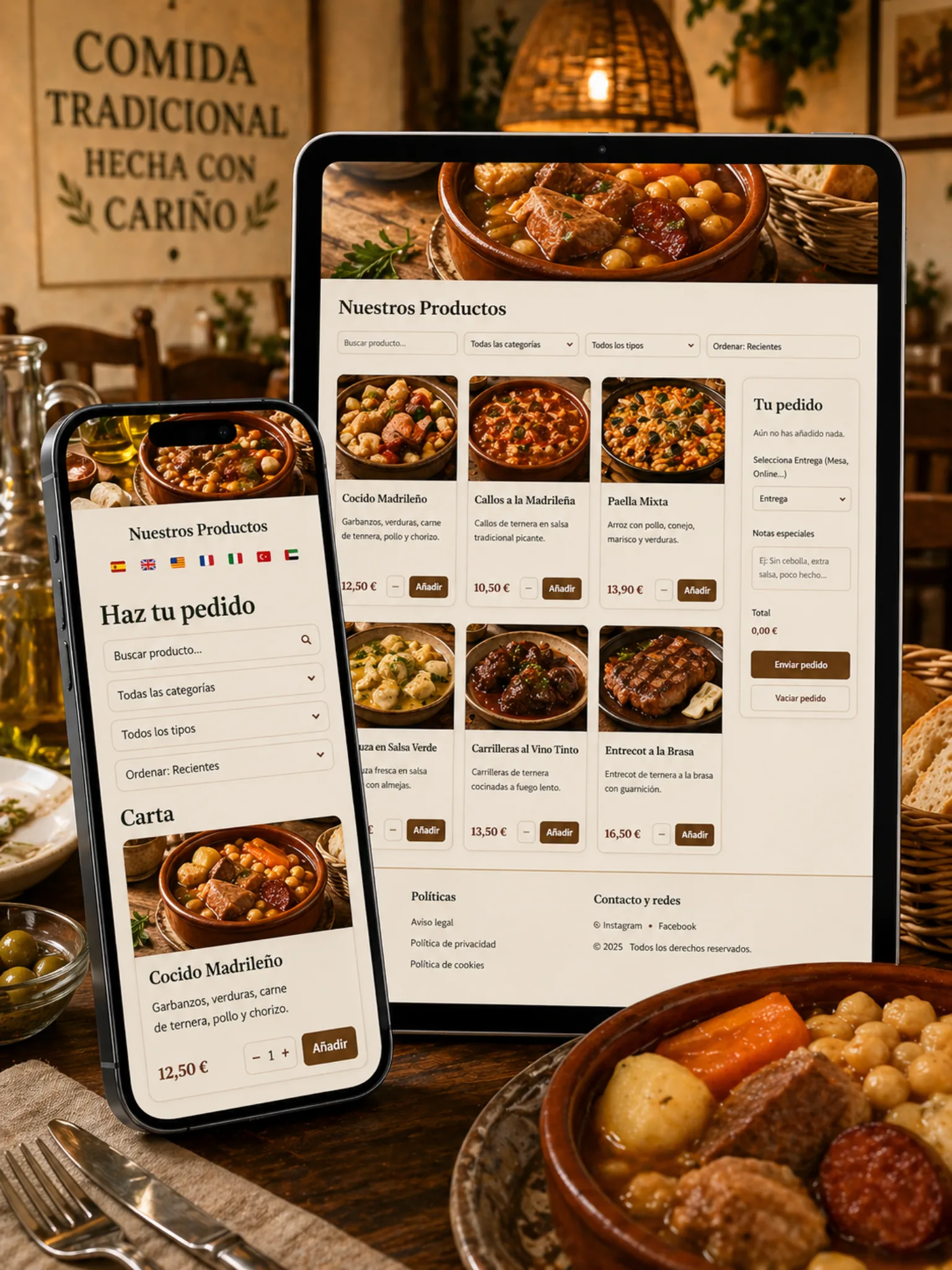 Carta digital para restaurantes con menú diario y pedidos desde mesa