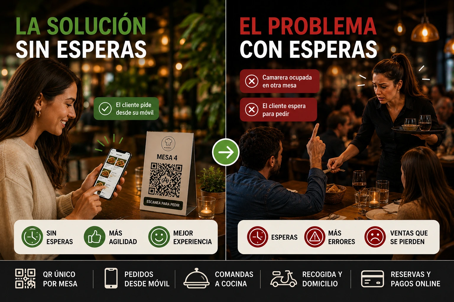 Carta digital para restaurantes con pedidos mediante QR para reducir las esperas en mesa